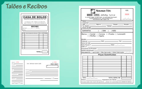 tabela de preços: talões e recibos..